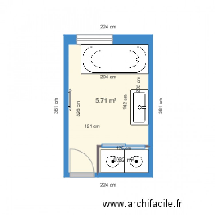 APPART  D3  salle de bain variante 1. Plan de 0 pièce et 0 m2