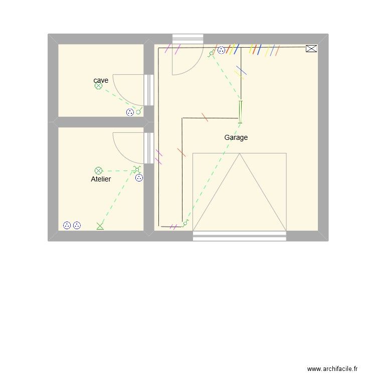 garage 1ère. Plan de 3 pièces et 30 m2