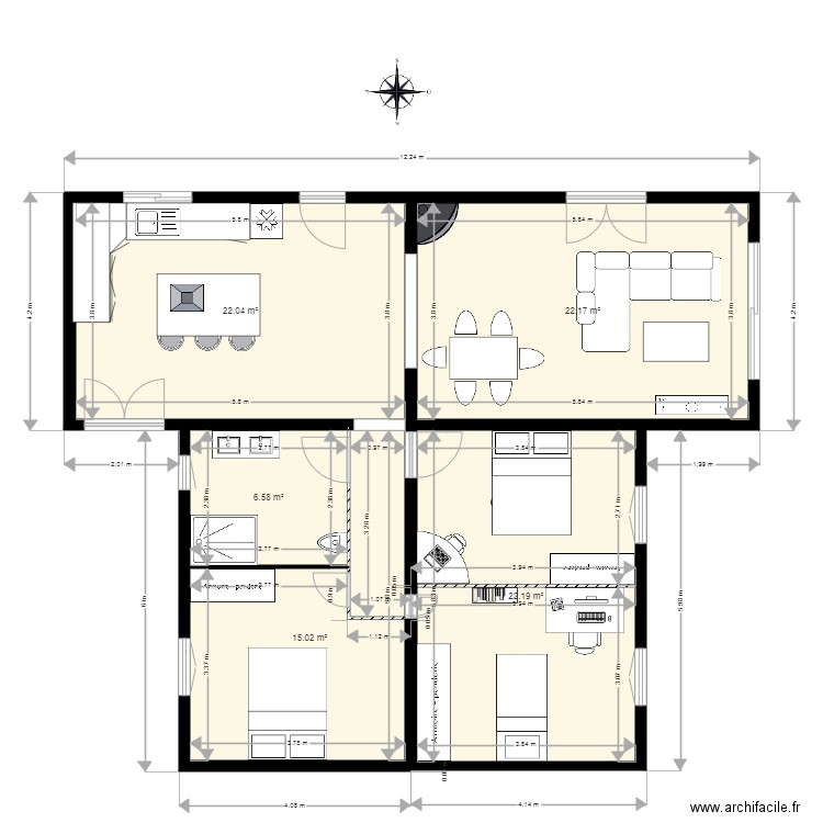  plan  t4  Plan  5 pi ces 88 m2 dessin  par Jean Bastia