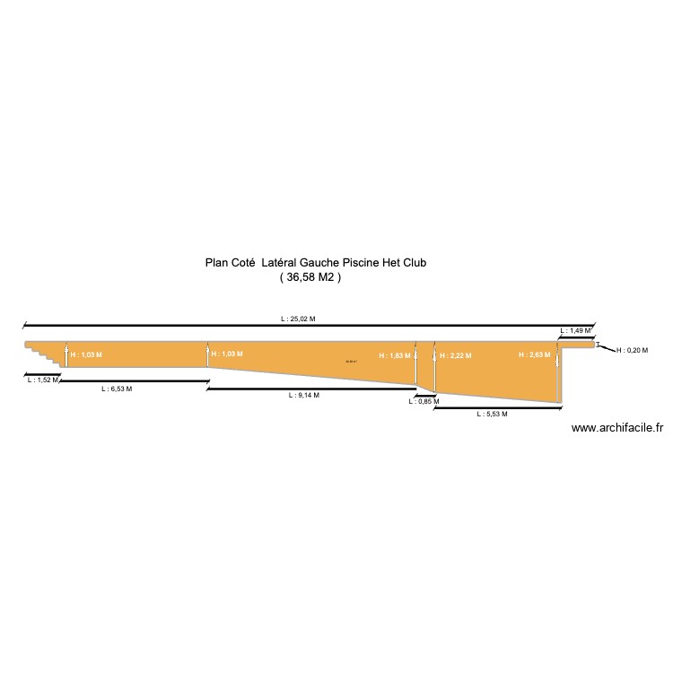Cot&eacute; lat&eacute;ral gauche piscine Het Club. Plan de 0 pièce et 0 m2