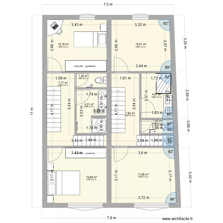 2eme etage ( duplex ) chambres + SDB+ mùeubles. Plan de 2eme etage ( duplex ) chambres + SDB+ mùeubles. Plan de