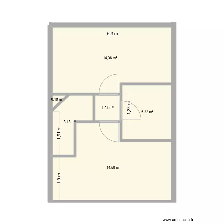 Surelevation v1. Plan de 6 Pièces et 39 m² Surelevation v1. Plan de 6 Pièces et 39 m²