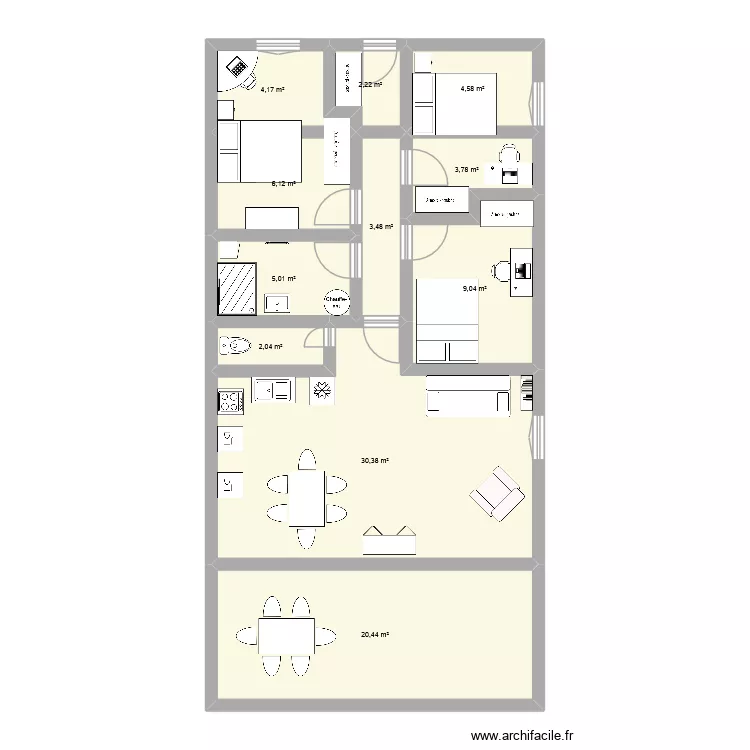 80 M2 PIECE A VIVRE 30M2. Plan de 11  et 91 m²