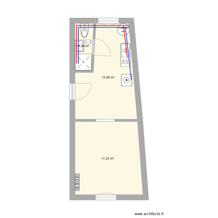 Petit appart Plomberie. Plan de 0 pièce et 0 m2