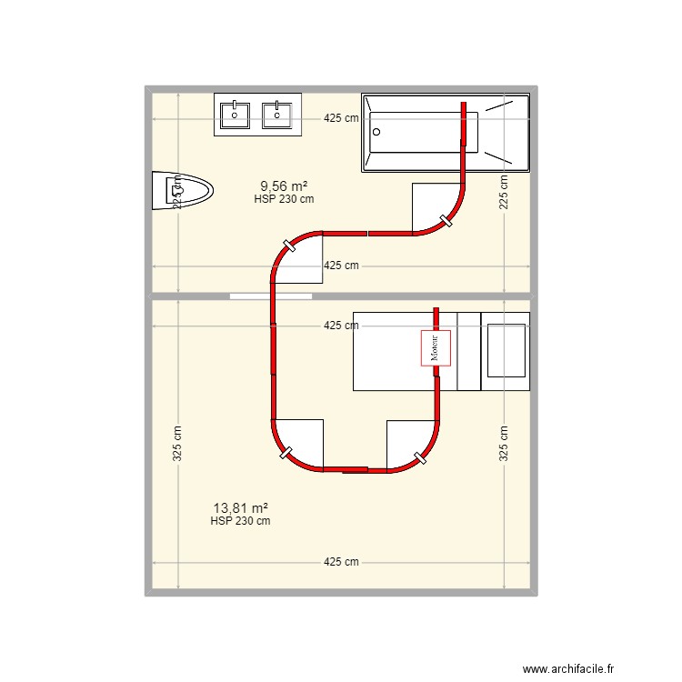 MARCHADIER. Plan de 2 pièces et 23 m2