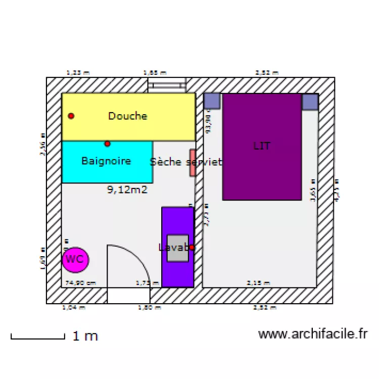 Salle de bain et chambre d'amis MESURE - VERSION 4. Plan de 