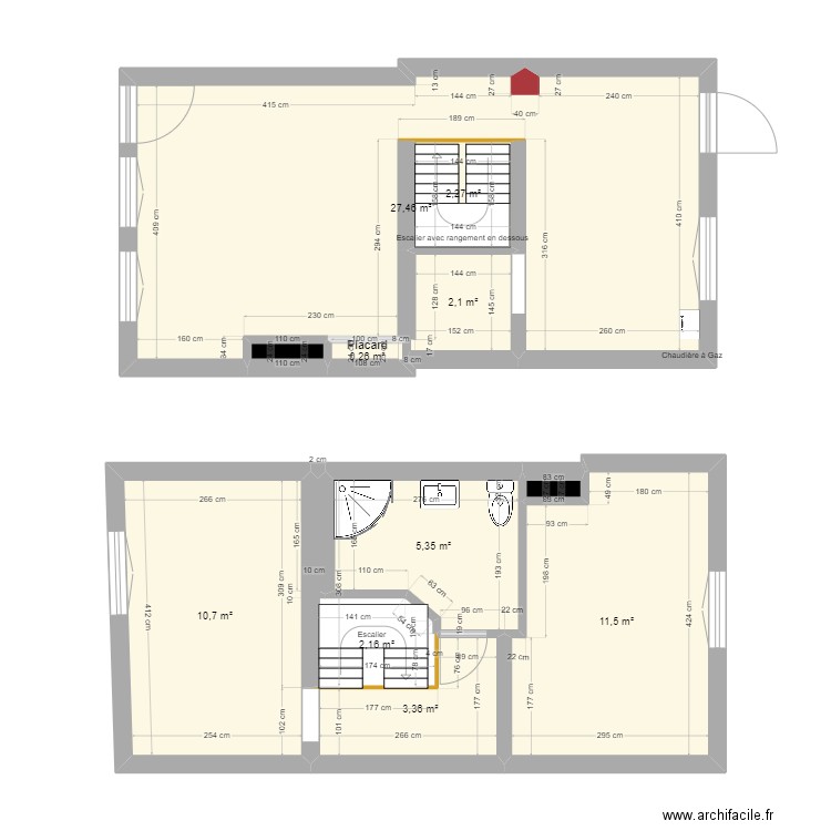 mesnil. Plan de 11 pièces et 66 m2