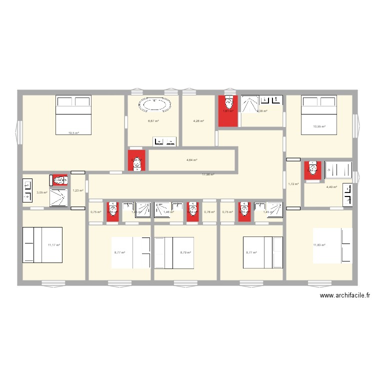 CAMPILE etage 2  7 chambres. Plan de 0 pièce et 0 m2