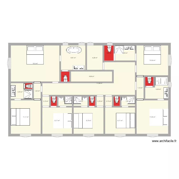 CAMPILE etage 2 7 chambres. Plan de CAMPILE etage 2 7 chambres. Plan de
