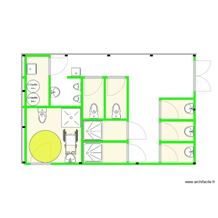 Bloc sanitaire preau 40m2. Plan de 
