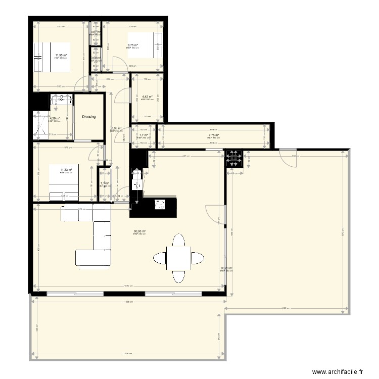 APPT CANET. Plan de 17 pièces et 218 m2