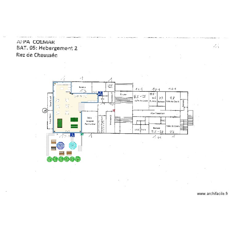 Projet Foyer AFPA. Plan de 1 pièce et 195 m2