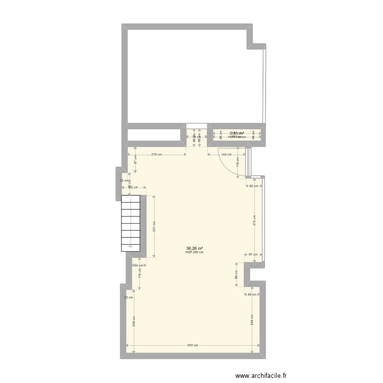 Bureau Sierre. Plan de 2 pièces et 37 m2