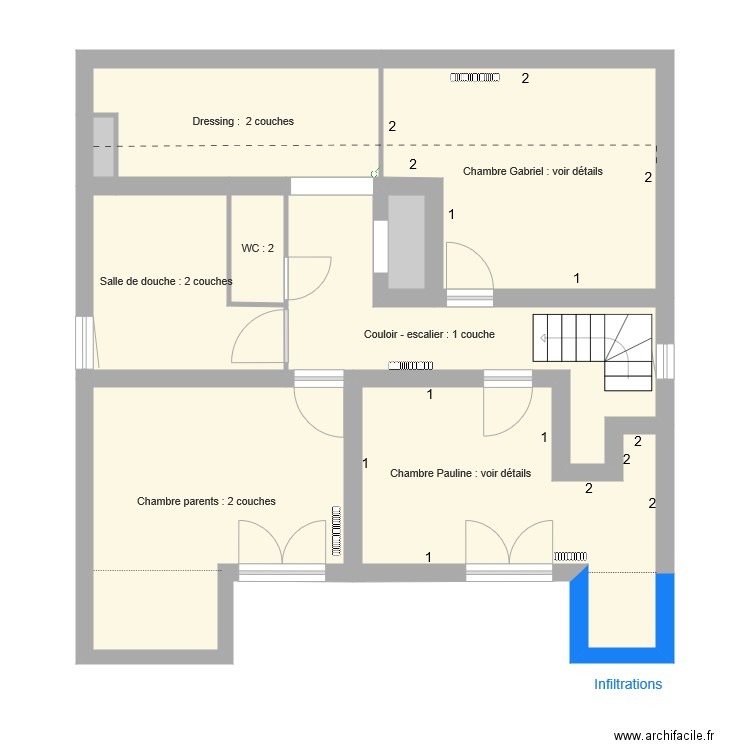 Etage 1 peintures. Plan de 0 pièce et 0 m2