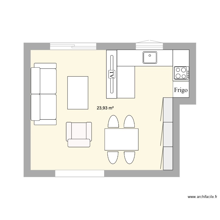 massue. Plan de 1 pièce et 24 m2