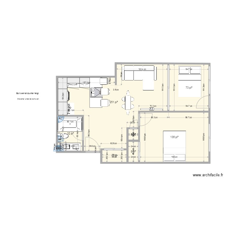 Plan D  for 11 kitchens in building Hochelaga. Plan de 0 pièce et 0 m2