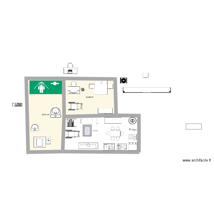 exemple. Plan de 2 pièces et 26 m2