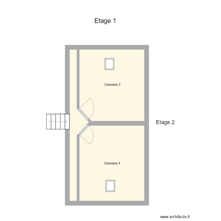 Croquis CRABEY Etage 2. Plan de 3 pièces et 33 m2