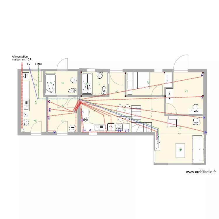 Plan plain pied &eacute;lectricit&eacute;. Plan de 