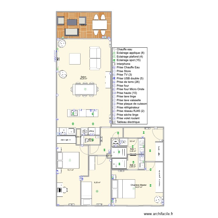 Santa Barbara finale2. Plan de 12 pièces et 101 m2