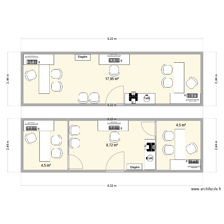 SMDL. Plan de 4 pièces et 36 m2