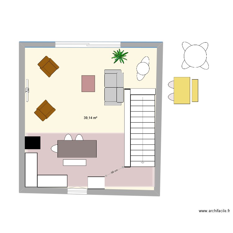 Grrrr Etage 2 5ème essai. Plan de 1 pièce et 39 m2