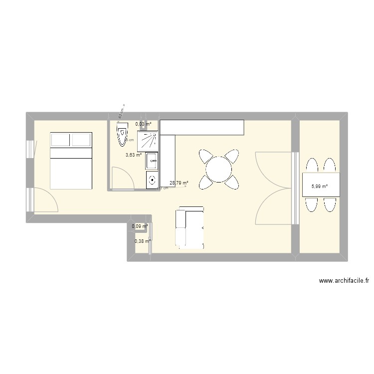 appartement les sablettes salle de bain. Plan de 6 pièces et 39 m2