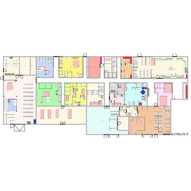 Poste MBTO. Plan de 26 pièces et 1114 m2