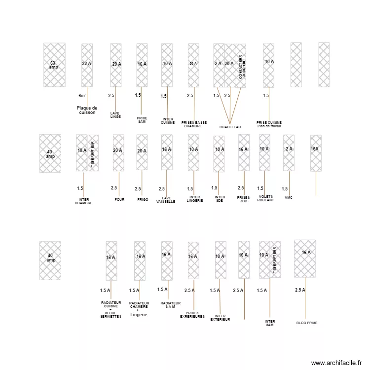 Tableau &eacute;lectrique RDC Ponfa. Plan de 
