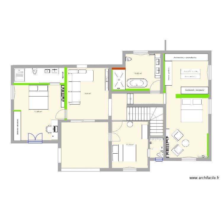 1er. Plan de 8 pièces et 74 m2