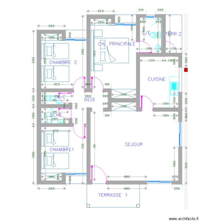 Projet de maison avec dimension. Plan de 0 pièce et 0 m2