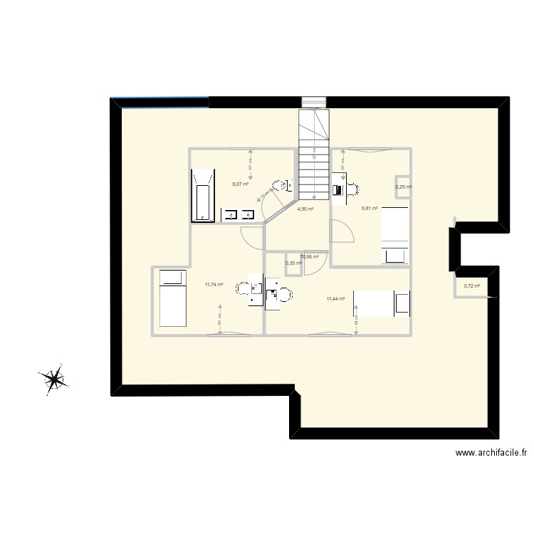 Maison Béranger version combles V4. Plan de 9 pièces et 168 m2