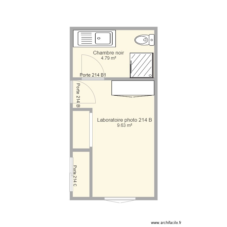 laboratoire photo et ch noir 214B B1 pdc. Plan de 0 pièce et 0 m2