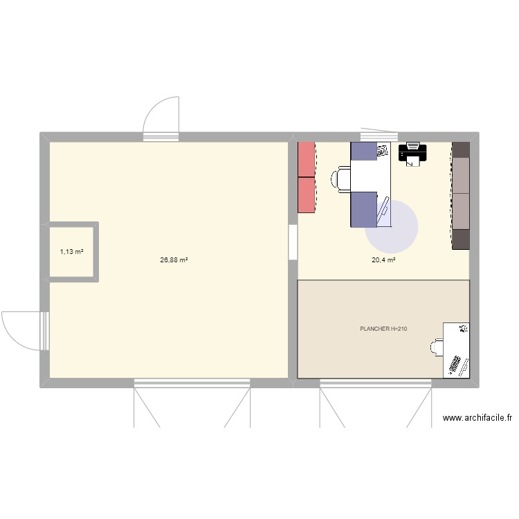 GARAGES 2. Plan de 3 pièces et 48 m2