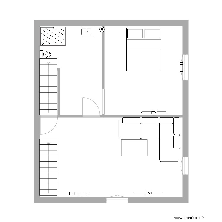 channel log 1Etage1. Plan de 4 pièces et 51 m2