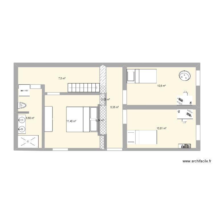 ESCALIER VELUX. Plan de 8 pièces et 51 m2