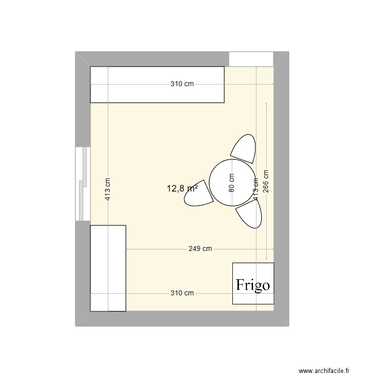 cuisine rdc. Plan de 1 pièce et 13 m2