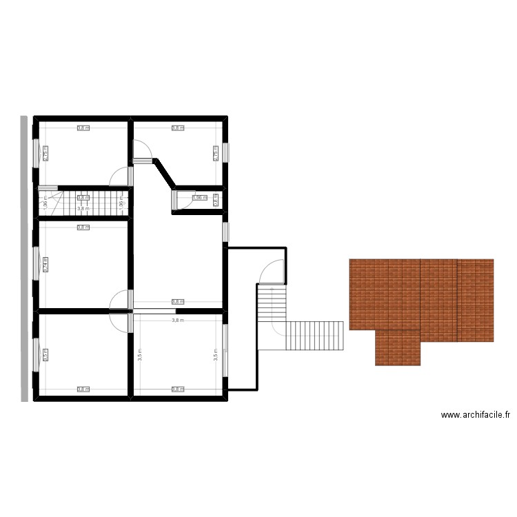 plan 52B - Etage 1. Plan de 9 pièces et 93 m2