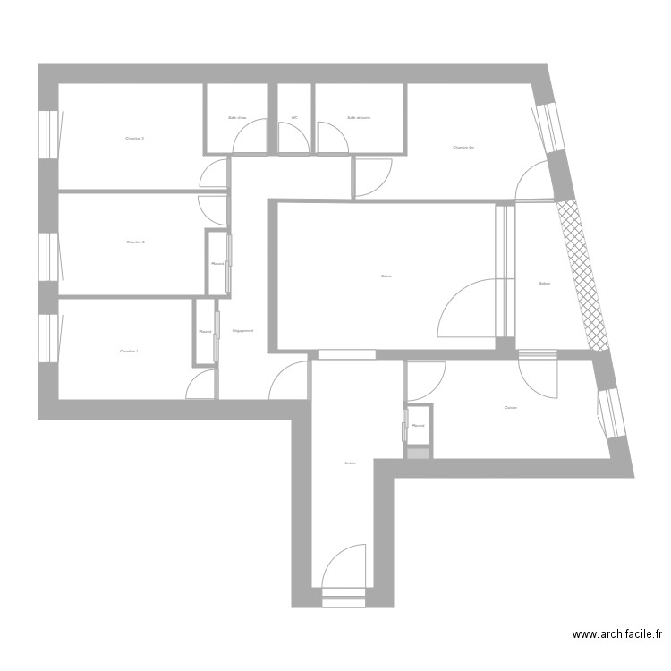 Yang Etienne Richerand. Plan de 16 pièces et 74 m2