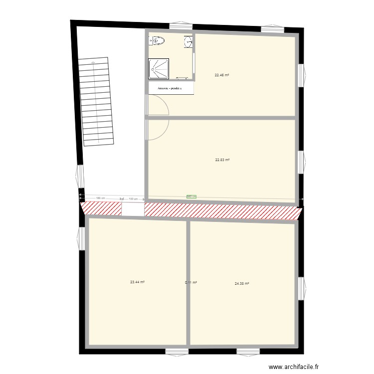 partie nuit chambres. Plan de 0 pièce et 0 m2