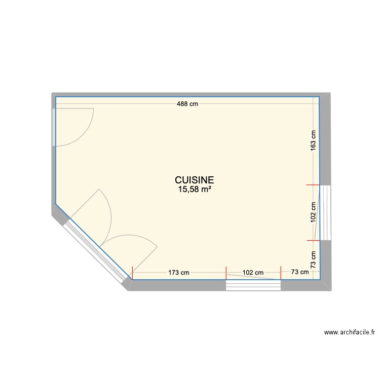 Cuisine Ghislaine 0. Plan de 1 pièce et 16 m2