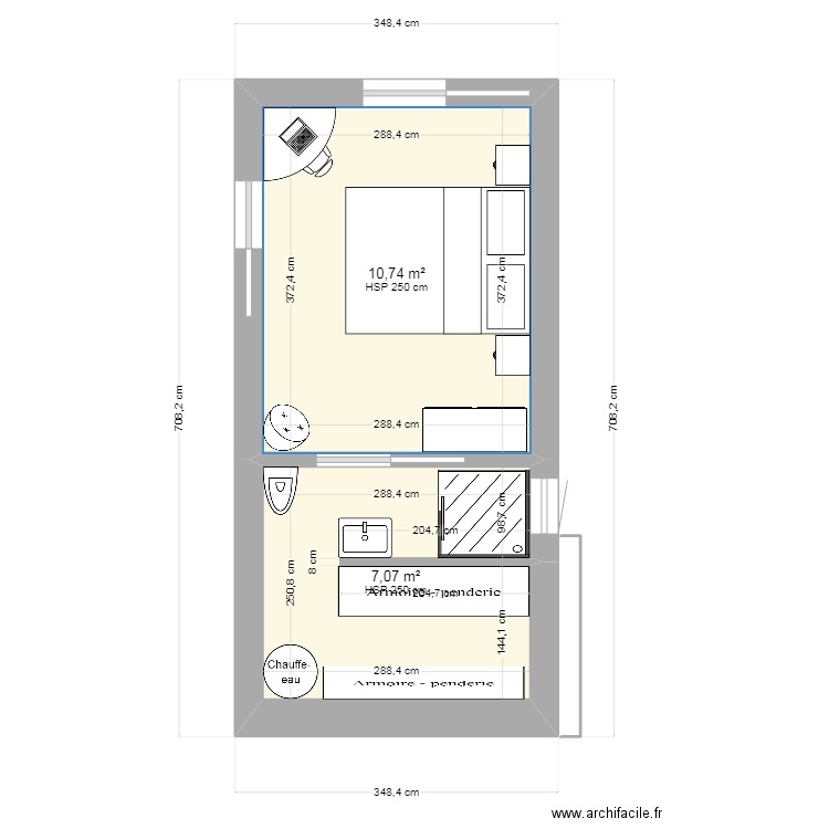 garage. Plan de 2 pièces et 18 m2