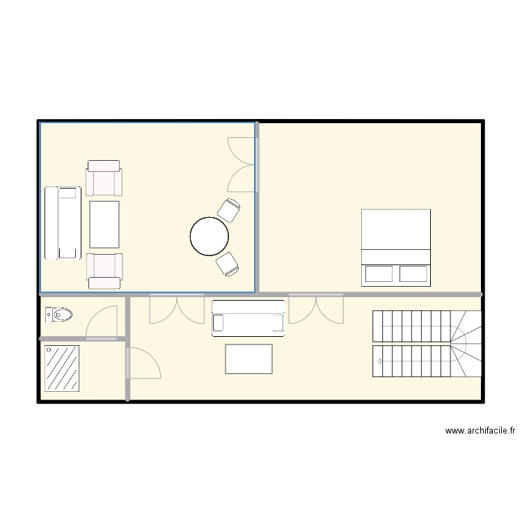 suite . Plan de 5 pièces et 79 m2