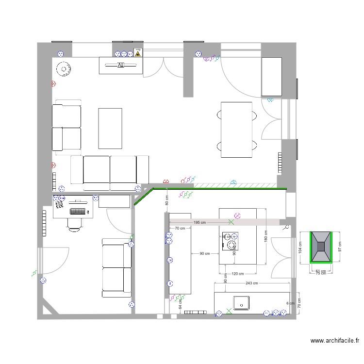 RDC Cedres 4 cuisine. Plan de 0 pièce et 0 m2