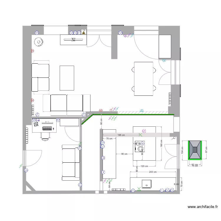 RDC Cedres 4 cuisine. Plan de 