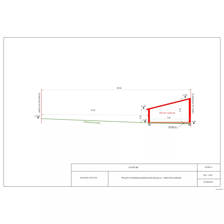PCMI3 COUPE BB. Plan de 
