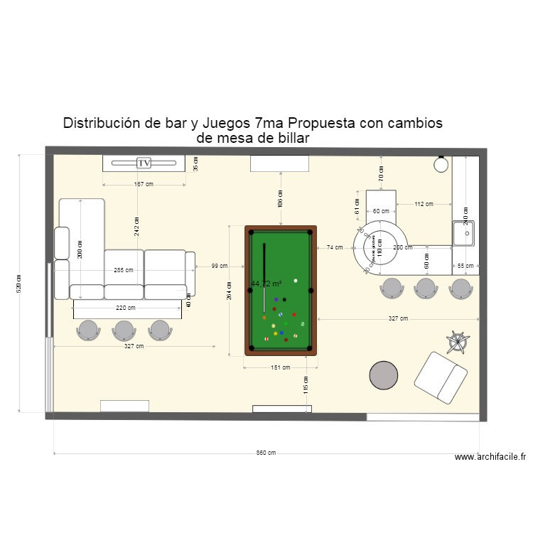 Casa Creston Bar 7ma Opción cambio de sentido a mesa de billar. Plan de 0 pièce et 0 m2