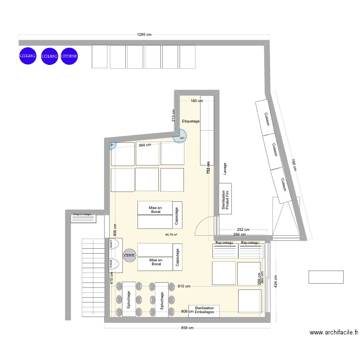 Thala 2021. Plan de 2 pièces et 89 m2