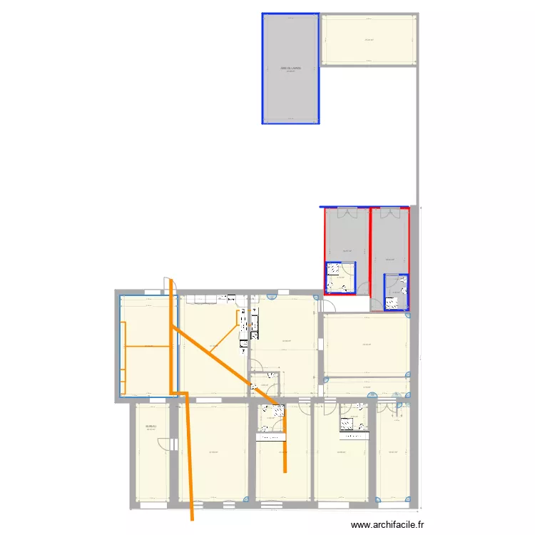 Buanderie cuisine &eacute;vacuation. Plan de 