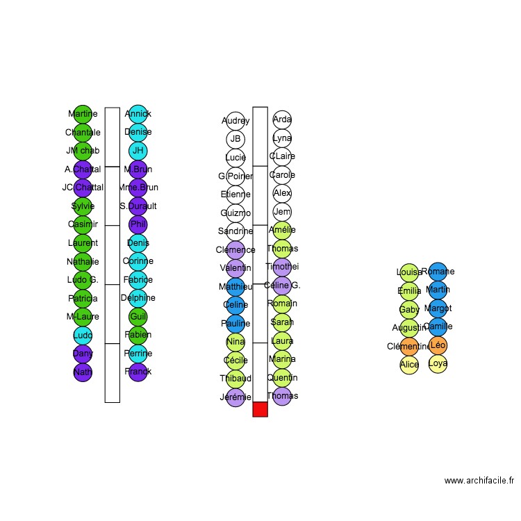 PLAN DE TABLE MARIAGE 1ER JUIN LELIEVRE ST BREVIN. Plan de 0 pièce et 0 m2